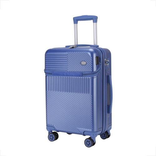 Mala De Bordo Bagagem Viagem Grande Anti Furto Rodas 360 Cor Azul Liso