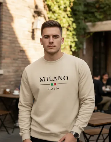 Moletom Careca Milano Italia Gola Redonda Suéter Flanelado - R$ 41,9