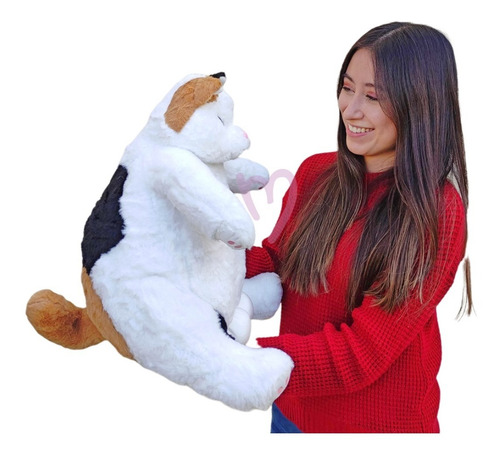 Imagen 2 de 3 de Peluche Gato Con Manchas Kawaii Huevos De Fuera 45cm