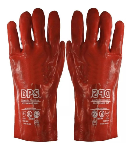 Guante Pvc Rojo Trabajo Industria Acido Quimicos 35 Cm T10