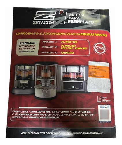 Mecha De Estufa Standard Kerona Paseco Fensa Mademsa Sunnyme