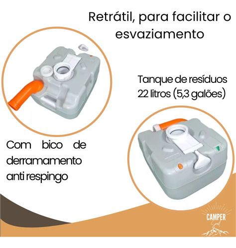 Vaso Sanitário Portátil 22l Porta Potti Motorhome Trailer