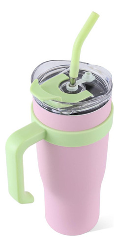 My Taza Rosa 40oz Ochapa Con Asa Y Tapa Con Popote