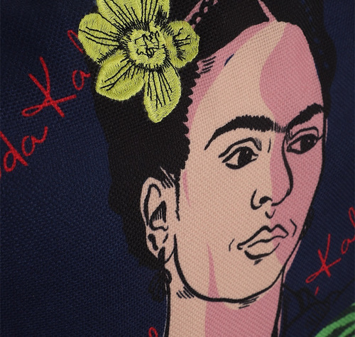 Almofada de design de tecido estampado azul Frida Kahlo