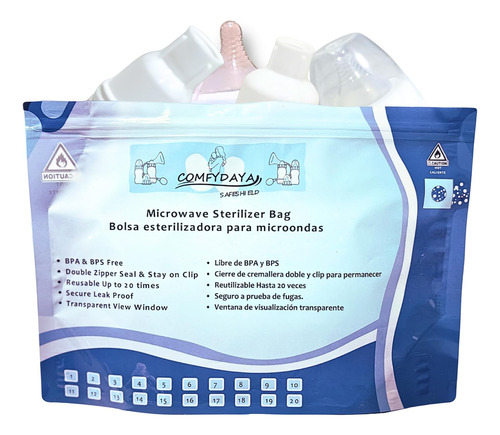 Comfydaya Safeshield Bolsa Esterilizadora De Microondas (par