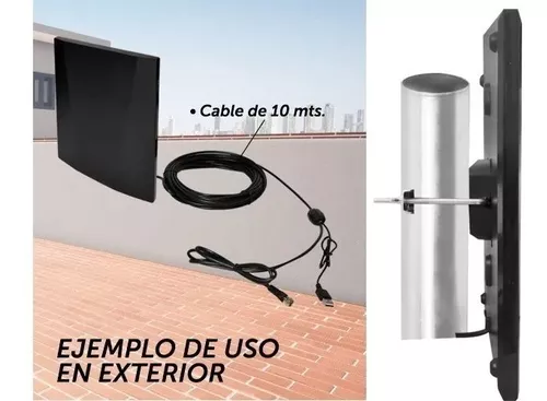 Antena Tv Interior Exterior Canal Hd Cable 10m Conexión Usb