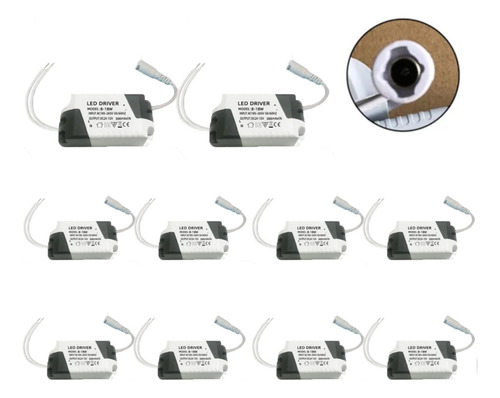 10pzs Balastra Transformador Driver Para Tiras De Led 8-18w Blanco