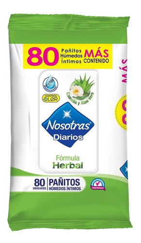 Pañitos Íntimos Nosotras Herbal 80 Unidades