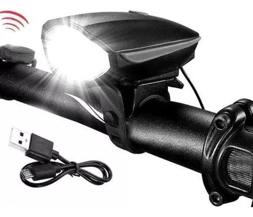 Lanterna Farol Led Guidão Buzina Bicicleta Recarregável Usb