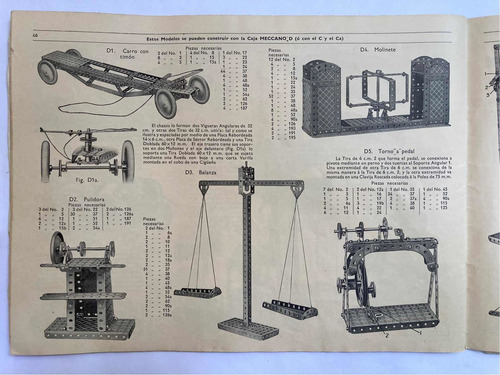 Meccano. Instrucciones Equipos A A D. 1960.