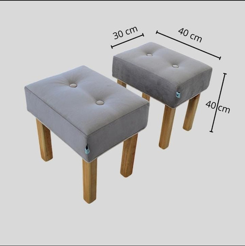 2 Banquetas Tapizadas Toscana Patas Lustradas Roble Claro