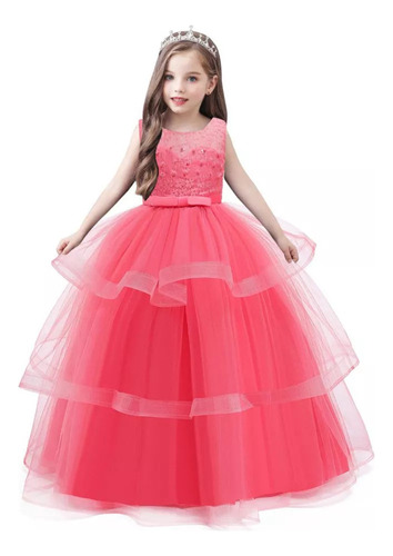 Vestidos De Princesa Para Niños, Manga Media, Encaje, Piano