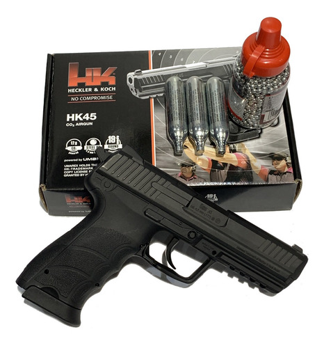 Pistola Co2 Heckler & Koch Hk45 Umarex + 1500 Balines + 3gas