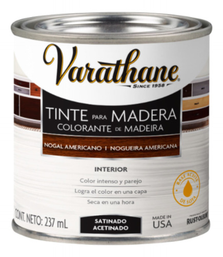 Tinte Para Madera Satinado 946ml Nogal Americano Varathane