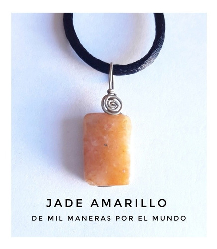 Dije Jade Amarillo Piedra Natural. Collar Regulable En Acero