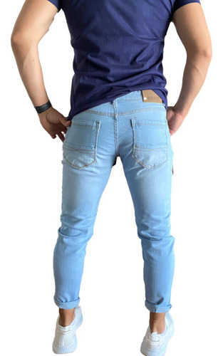 Imagen 6 de 6 de Jeans Elasticados Hombre Strech Celeste