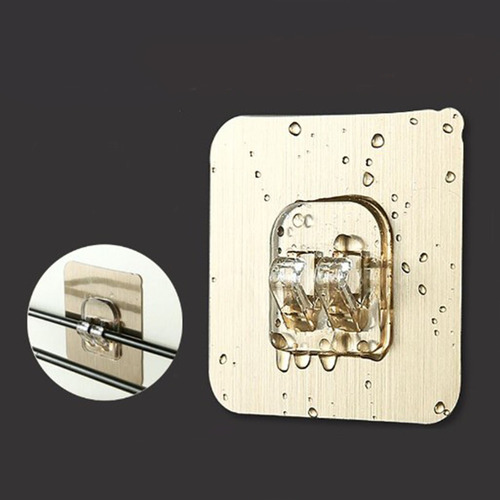 10pcs Ganchos Adhesivos Cocina Baño Reusables Sin Bordes Dorado