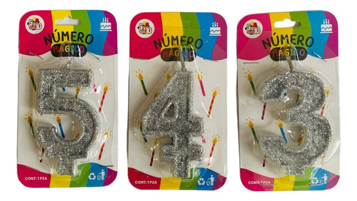 25 Vela De Número Para Pastel Diamantada Plata De Cumpleaños