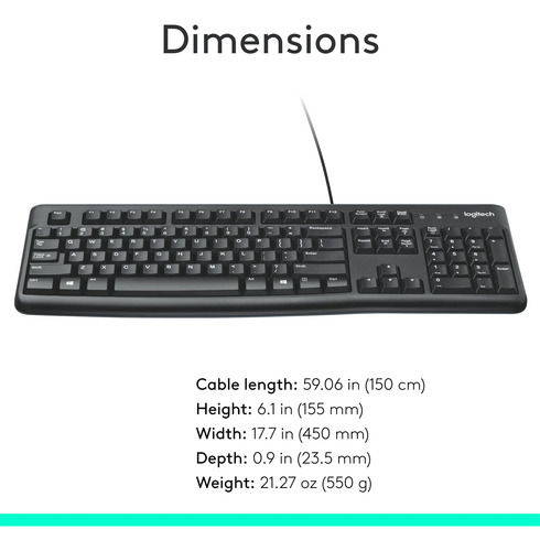 Teclado Logitech K120 Con Cable Para Windows, Tamaño Complet