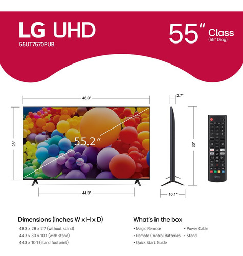 Lg 55 Pulgadas Serie Ut75 4k Uhd Smart Webos Tv 55ut7570pub
