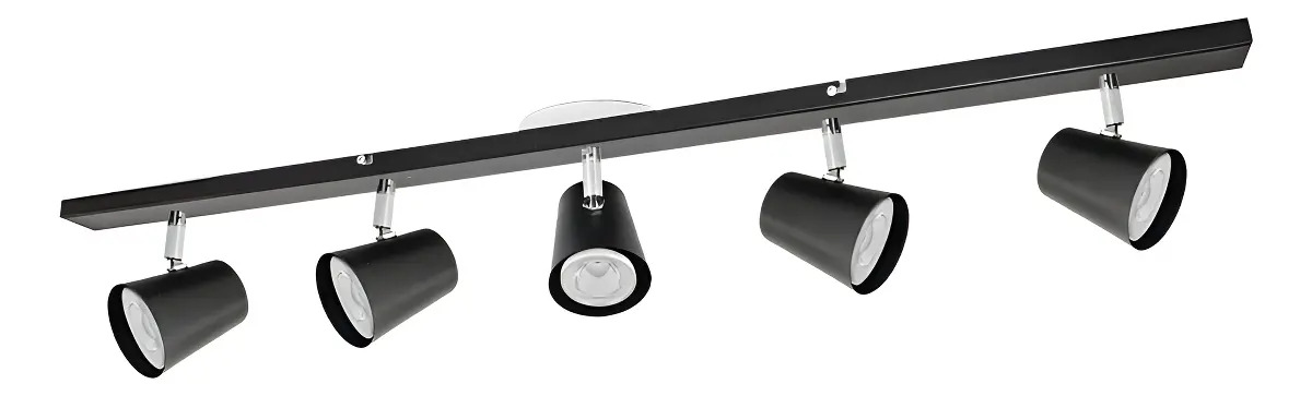 Lampara Gioluce VN-4893-5-AC/BL/NE Aplique Riel 5 Spot Cono Movil Deco Lampara Led Gu10 Color Negro