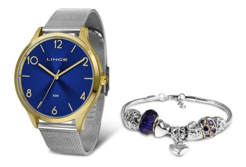Relógio Lince Orient Prata + Pulseira Lrt4599l Kw33 Original
