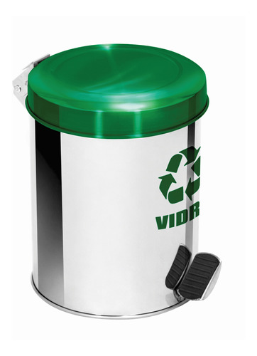 Lixeira Pedal Seletiva Aço Inox Verde 75 Litros Ecobin