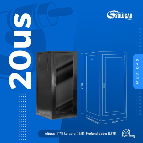 Rack De Piso Fechado Padrão 19 20us X 670mm Servidores