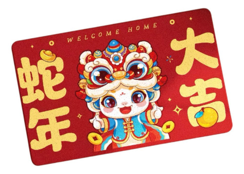 Alfombra Para Puerta De Año Nuevo Danza Del León 50cmx80cm