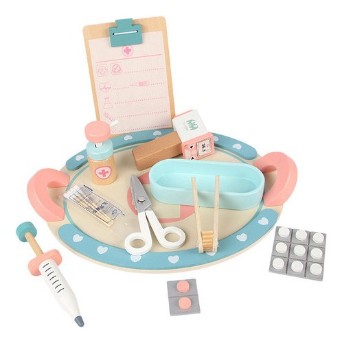 11 Pçs/set Kid Simulação De Madeira Pequeno Médico Set Brinq