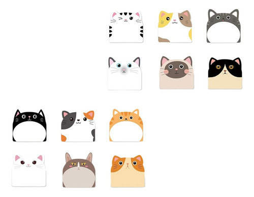 12piezas De Papel De Notas Adhesivas Para Gatos,30hojas/bloc