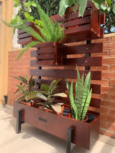 Portamacetas Vertical Estructura Metálica 140x100 Cm Marrón Lisa
