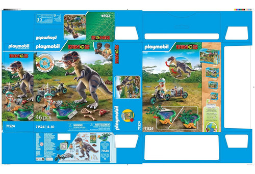 Caza Del T-rex Playmobil 71524 Con Motocicleta Y Accesorios