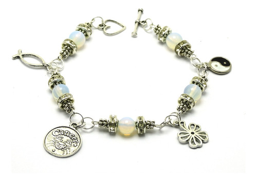 Pulsera Zodiacal Cancer Color Blanco Broche Ref:020