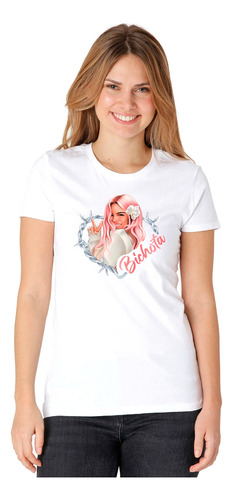 Polera Manga Corta De Mujer Karol G Rosada