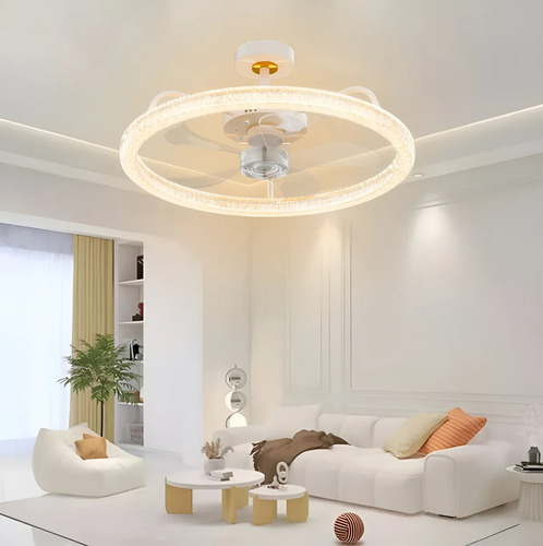 Ventilador De Teto Crystal Com Luz Led, 60w, 3 Cores 127/220