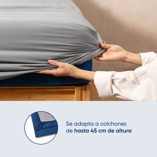 Juego De Sábanas Luuna Algodón Satín, Individual Color Gris