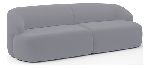 Sofá 3 Lugares Curvo Orgânico Para 220cm Barolo Veludo Cinza