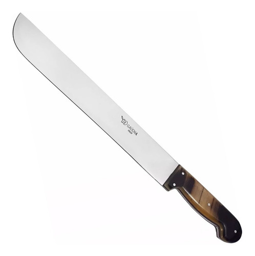 Facão 14 Largo Militar Aço Inox 3mm Cabo Chifre Bainha Couro