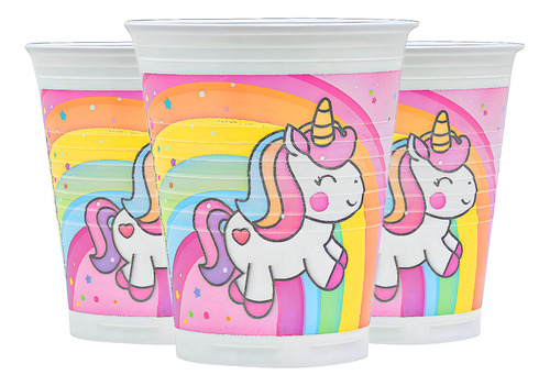 Vaso De Unicornio Arco Iris X10 - Cotillón Waf