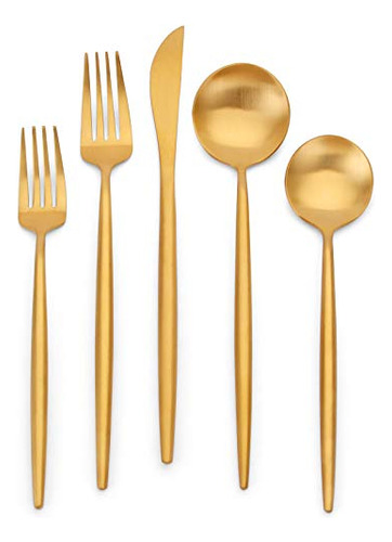 Juego De Cubiertos De Oro Mate, Oliviola Juego De Cubiertos
