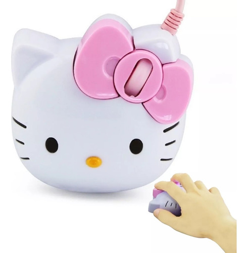 Mouse Optico Hello Kitty Raton Cable Usb Laptop Computadora Color Blanco