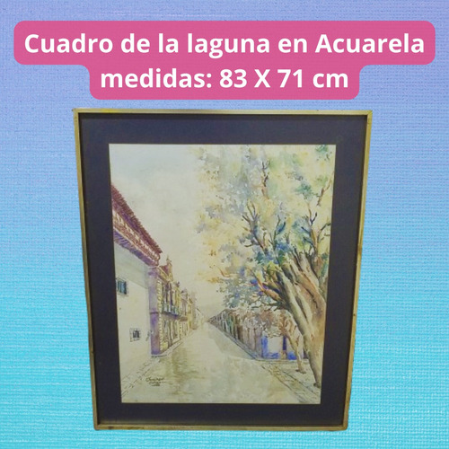 Cuadro De La Laguna En Acuarela 83 X 71cm