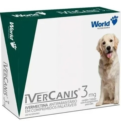 Ivercanis 3mg - C/4 Comp Carrapato Sarna Para Cães Até 15kg