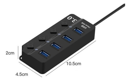 Hub Splitter Usb 3.0 A 4x Usb 3.0 Windows Mac Indicador Led