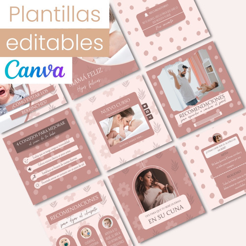 24 Plantillas Editables En Canva + Regalos - Modelo Maternid