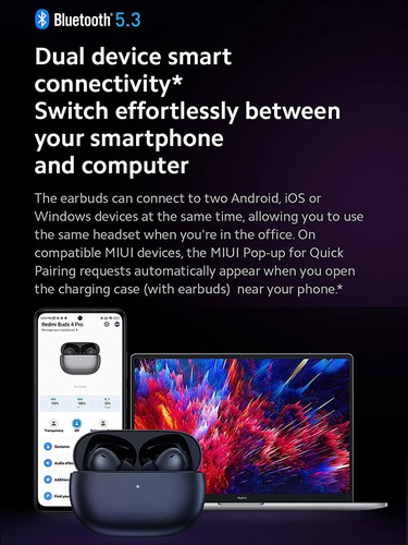Auriculares Inalámbricos Bluetooth 5.3 Redmi Buds 4 Pro Y Al
