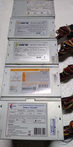 Fonte 200w Atx 24 Pinos Fonte De Varias Marcas - (usada) Cinza (Usado)