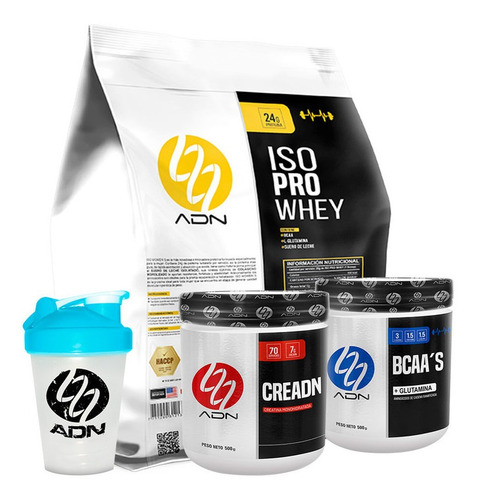 Pack Adn Iso Pro Whey 3 Kg Vainilla + Creadn 500gr  + Bcca