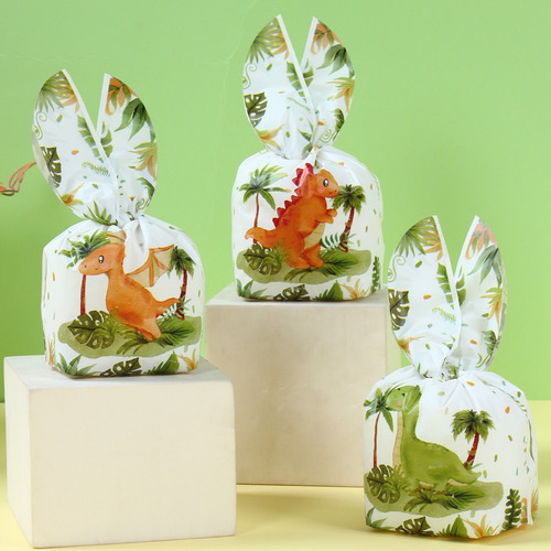 50 Bolsas De Dulces Orejas De Conejo Dinosaurio Cumpleaños